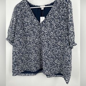 NWT Women’s J.Crew Floral Ruffled Sleeve Blouse Top XXL